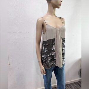Joie Taupe and Silver Sequin Camisole